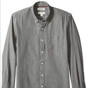 Men's grey denim button down shirt